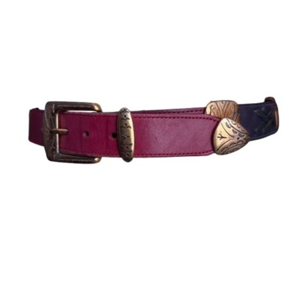 Vintage 90's Brighton Leather Belt Colorblock Brass Hardware‎ Boho Festival